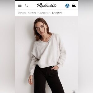 Madewell MLW v neck sweatshirt in gray